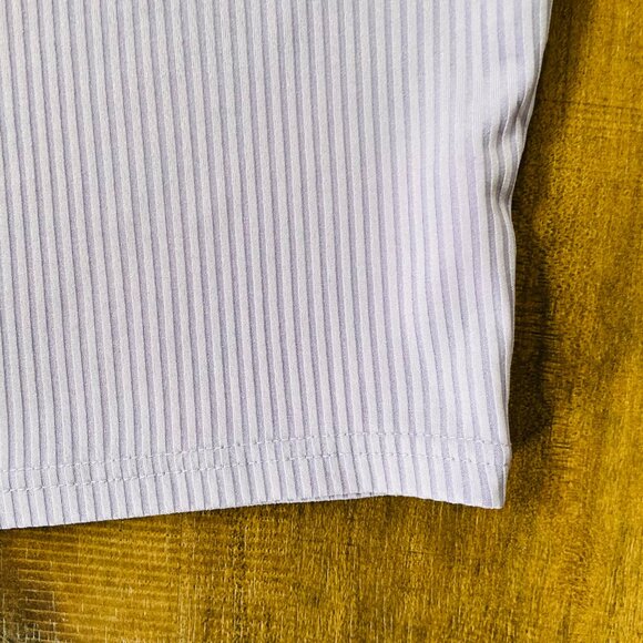 Romwe Lilac Ribbed Crop Top | Women’s XS | Lavender Short Sleeve Fitted Tee - Picture 4 of 6